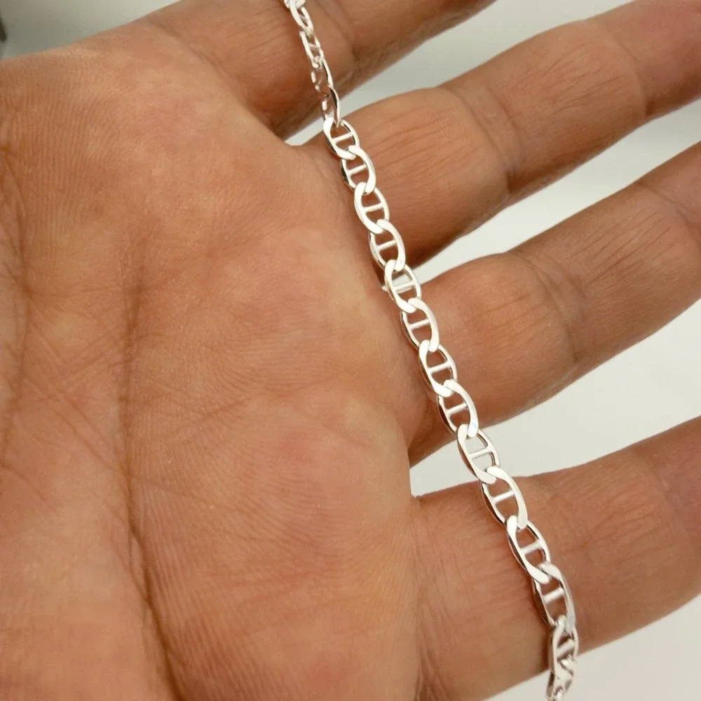 Vtg Vior Italy 925 Sterling Silver Mariner Link Chain Bracelet 8.25